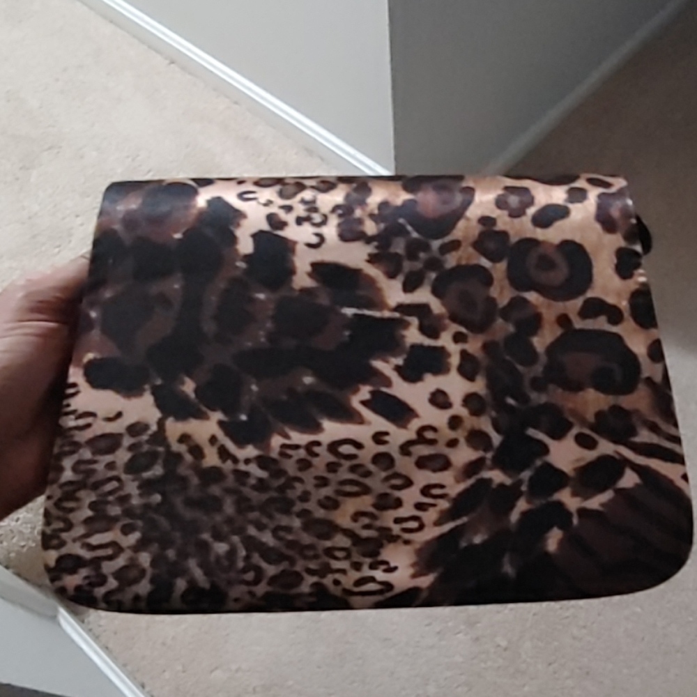 Leopard print large clutch purse